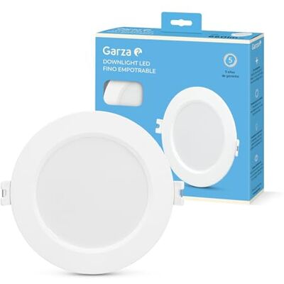 Garza Downlight LED encastrable circulaire extra-plat œil de bœuf, 12 cm, 6 W, 4 000 K, lumière neutre, 660 lm, 30 000 h, IP20, blanc, économie d'énergie 80% Garza Downlight LED encastrable circulaire extra-plat œil de bœuf, 12 cm, 6 W, 4 000 K, lumière neutre, 660 lm, 30 000 h, IP20, blanc, économie d'énergie 80%