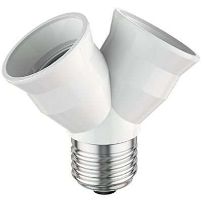 ledscom.de Culot E27, adaptateur splitter double, blanc ledscom.de Culot E27, adaptateur splitter double, blanc