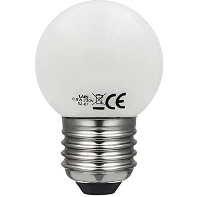 LAES Ampoule sphérique LED, E27, 0,9 watts, blanc, 45 x 72 mm LAES Ampoule sphérique LED, E27, 0,9 watts, blanc, 45 x 72 mm