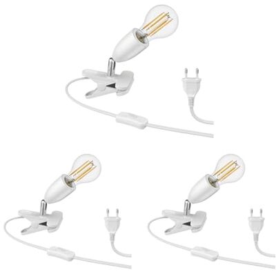 ledscom.de 3x E27 lampe à pince LIK, blanc incl. lampe LED filament 1600lm blanc chaud ledscom.de 3x E27 lampe à pince LIK, blanc incl. lampe LED filament 1600lm blanc chaud