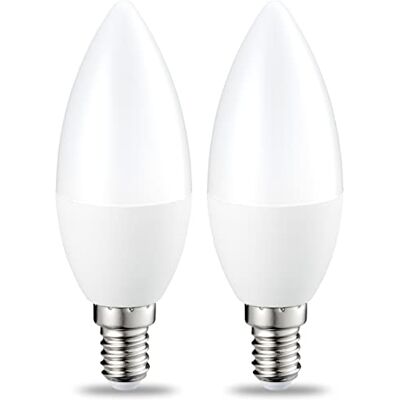 Amazon Basics Ampoule LED en forme de bougie - LED, E14, 5,5W, Blanc chaud, 2 pièces Amazon Basics Ampoule LED en forme de bougie - LED, E14, 5,5W, Blanc chaud, 2 pièces