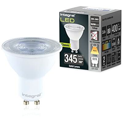 Integral Ampoule LED GU10 5 PACK blanc froid 4000K, 400LM, 3,6 W (équivalent à 50 W) non dimmable Efficace en énergie et idéale pour les spots et projecteurs dans les salles de bains Integral Ampoule LED GU10 5 PACK blanc froid 4000K, 400LM, 3,6 W (équivalent à 50 W) non dimmable Efficace en énergie et idéale pour les spots et projecteurs dans les salles de bains