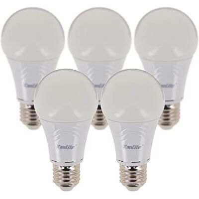 Xanlite PACK5EE806G Lot De 5 Ampoules LED E27 Angle D'Éclairage 180° 9W Équivalent 60W 806 Lumens Lumière Blanc Chaud Xanlite PACK5EE806G Lot De 5 Ampoules LED E27 Angle D'Éclairage 180° 9W Équivalent 60W 806 Lumens Lumière Blanc Chaud