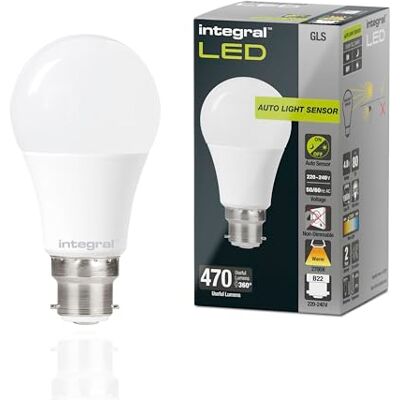 Integral Ampoule E27 LED 2PK GLS B22 non dimmable à double capteur crépusculaire Blanc chaud 2700K, 470lm, 4,8W (équivalent 40W) Ampoule exterieur basse consommation & idéale pour l'extérieur Integral Ampoule E27 LED 2PK GLS B22 non dimmable à double capteur crépusculaire Blanc chaud 2700K, 470lm, 4,8W (équivalent 40W) Ampoule exterieur basse consommation & idéale pour l'extérieur