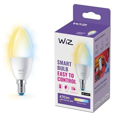 WiZ Kaarslamp Warm- tot Koelwit Licht Slimme LED Verlichting E14 fitting 40W Mat Wi-Fi WiZ Kaarslamp Warm- tot Koelwit Licht Slimme LED Verlichting E14 fitting 40W Mat Wi-Fi