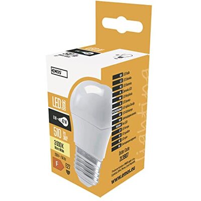 EMOS Les * Model A +, ampoule Mini Globe LED 6 W E27 Blanc Chaud, verre, 6 watts, E27, transparent 4,5 x 4,5 x 6 cm EMOS Les * Model A +, ampoule Mini Globe LED 6 W E27 Blanc Chaud, verre, 6 watts, E27, transparent 4,5 x 4,5 x 6 cm
