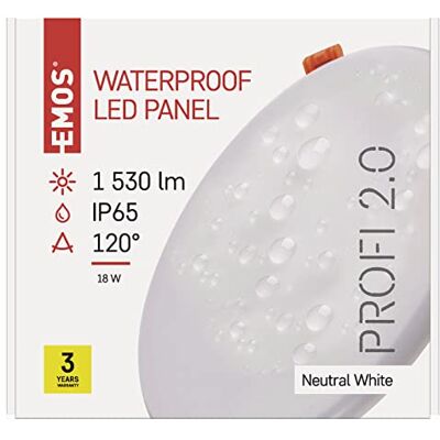 EMOS Spot pour plafond Panneau LED 185 mm rond intégré blanc neutre 18 W EMOS Spot pour plafond Panneau LED 185 mm rond intégré blanc neutre 18 W