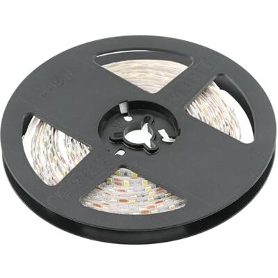 GTV Bande LED Flash 2835 de 5 m, 600 LED 120/m, à intensité variable, 19 W/m, 12 V DC, 10 mm de large, divisible tous les 5 cm, blanc chaud 3200 K GTV Bande LED Flash 2835 de 5 m, 600 LED 120/m, à intensité variable, 19 W/m, 12 V DC, 10 mm de large, divisible tous les 5 cm, blanc chaud 3200 K