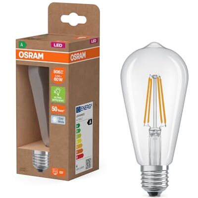 Ampoule LED Osram Edison - Classe Énergie A, 3,8W, 806lm, Blanc Froid - LED Ampoule LED Osram Edison - Classe Énergie A, 3,8W, 806lm, Blanc Froid - LED