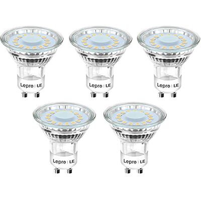 Lepro LE GU10 Ampoule LED 4W 350 Lumens Ampoules LED, 2700 Kelvin blanc chaud remplace les ampoules halogènes de 50 W, lampes réflecteurs à angle de faisceau à 120°, lot de 5 Lepro LE GU10 Ampoule LED 4W 350 Lumens Ampoules LED, 2700 Kelvin blanc chaud remplace les ampoules halogènes de 50 W, lampes réflecteurs à angle de faisceau à 120°, lot de 5