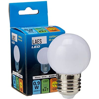 LAES Ampoule sphérique LED E27, 0,9 W, blanc, 45 x 72 mm LAES Ampoule sphérique LED E27, 0,9 W, blanc, 45 x 72 mm