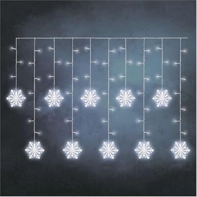 EMOS Guirlande de flocons de neige avec 60 LED, rideau lumineux de 135 cm + câble d'alimentation de 5 m, lumière blanche froide, guirlande lumineuse LED + bloc d'alimentation, durée d'éclairage 10 000 EMOS Guirlande de flocons de neige avec 60 LED, rideau lumineux de 135 cm + câble d'alimentation de 5 m, lumière blanche froide, guirlande lumineuse LED + bloc d'alimentation, durée d'éclairage 10 000