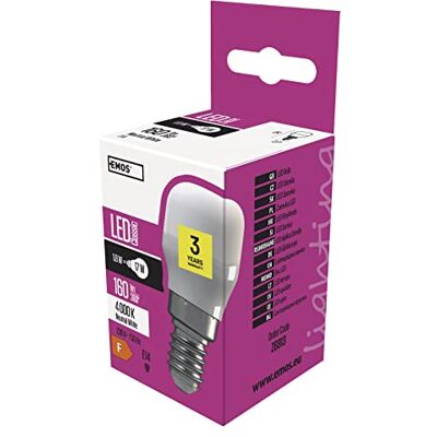 EMOS Ampoule LED réfrigérateur 230 V/1,6 W E14 blanc neutre, dimensions 27 × 58 mm EMOS Ampoule LED réfrigérateur 230 V/1,6 W E14 blanc neutre, dimensions 27 × 58 mm