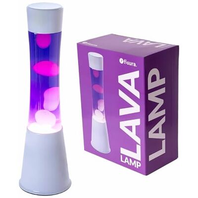 Fisura Lampe à lave. Lampe à effet relaxant. Avec ampoule de rechange. Mesures : 11 cm x 11cm x 39,5 cm. (Blanc et violet) Fisura Lampe à lave. Lampe à effet relaxant. Avec ampoule de rechange. Mesures : 11 cm x 11cm x 39,5 cm. (Blanc et violet)