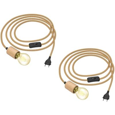 ledscom.de 2 câbles en chanvre KIVO, beige, 3 m, douille E27 en bois véritable, fiche, interrupteur, ampoule LED incluse, 471 lm, blanc très chaud ledscom.de 2 câbles en chanvre KIVO, beige, 3 m, douille E27 en bois véritable, fiche, interrupteur, ampoule LED incluse, 471 lm, blanc très chaud