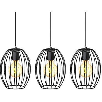 B.K.Licht I suspension 3 paniers métalliques I douilles E27 I 700x175x1120 mm I sans ampoules I noir B.K.Licht I suspension 3 paniers métalliques I douilles E27 I 700x175x1120 mm I sans ampoules I noir