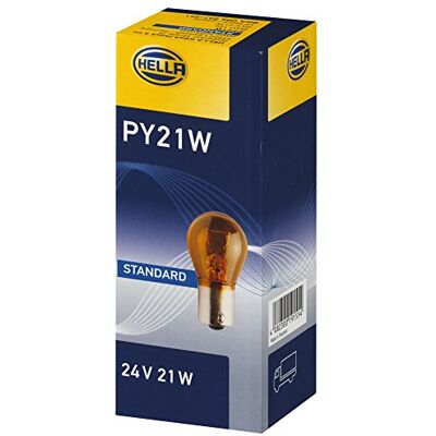 HELLA Ampoule 8GA 006 841-241 PY21W Heavy Duty 24 V 21 W Culot : BAU15s Boîte Quantité : 10 HELLA Ampoule 8GA 006 841-241 PY21W Heavy Duty 24 V 21 W Culot : BAU15s Boîte Quantité : 10