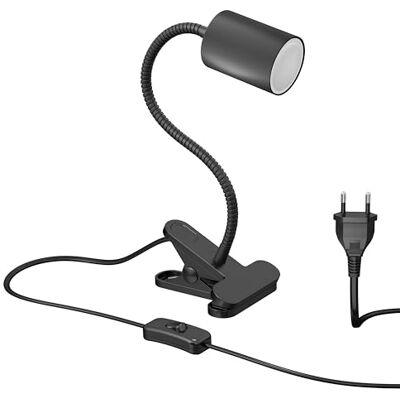 ledscom.de Lampe à pince WAIKA avec col de cygne et interrupteur noir mat, ampoule LED GU10 incluse (blanc chaud, 4,914W, 450lm, 100°) ledscom.de Lampe à pince WAIKA avec col de cygne et interrupteur noir mat, ampoule LED GU10 incluse (blanc chaud, 4,914W, 450lm, 100°)