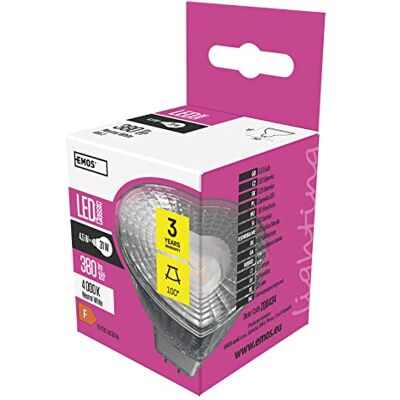 EMOS ZQ8434 Lampe LED 4,5 W G5.3 A+ 4,5 W, 35 W, G5.3, A+, 400 lm, Blanc neutre EMOS ZQ8434 Lampe LED 4,5 W G5.3 A+ 4,5 W, 35 W, G5.3, A+, 400 lm, Blanc neutre