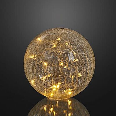 Hellum Boule de verre décorative à LED Aspect fissuré Transparent Diamètre : 30 cm 32 LED Blanc chaud Câble extérieur : 5 m Hellum Boule de verre décorative à LED Aspect fissuré Transparent Diamètre : 30 cm 32 LED Blanc chaud Câble extérieur : 5 m