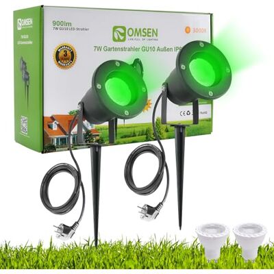 OMSEN Spot de Jardin sur Piquet GU10 7W, Lumière Verte, Aluminium Solide, Étanche IP67, Ampoules Remplaçables, Spot à Piquer LED Extérieur pour Jardin, Cour, Arbre, Pelouse, Plantes, Clôture OMSEN Spot de Jardin sur Piquet GU10 7W, Lumière Verte, Aluminium Solide, Étanche IP67, Ampoules Remplaçables, Spot à Piquer LED Extérieur pour Jardin, Cour, Arbre, Pelouse, Plantes, Clôture