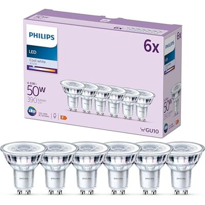 Philips Lighting Classic GU10 LED-lamp, 50 W, neutraal wit, niet dimbaar, 6 stuks Philips Lighting Classic GU10 LED-lamp, 50 W, neutraal wit, niet dimbaar, 6 stuks