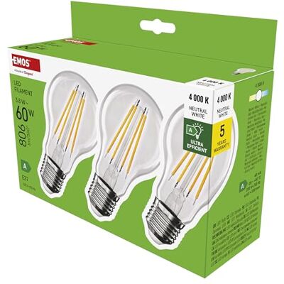 EMOS ZF5148.3 - Ampoule LED Filament A60 E27 3,8W 806lm Blanc EMOS ZF5148.3 - Ampoule LED Filament A60 E27 3,8W 806lm Blanc