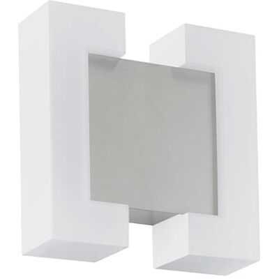 EGLO LED Applique murale extérieure Sitia, luminaire 2 flammes, applique en acier galvanisé et plastique, couleur nickel mat, blanc, IP44 EGLO LED Applique murale extérieure Sitia, luminaire 2 flammes, applique en acier galvanisé et plastique, couleur nickel mat, blanc, IP44
