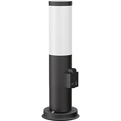 ledscom.de Lampe de chemin/Borne d'éclairage PORU pour l'extérieur, IP44, 39 cm, noir, 1x E27 max. 40W, prise de courant ledscom.de Lampe de chemin/Borne d'éclairage PORU pour l'extérieur, IP44, 39 cm, noir, 1x E27 max. 40W, prise de courant