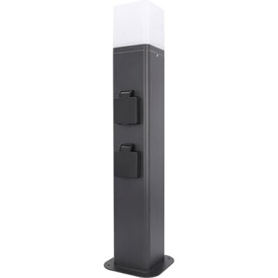 Unitec Colonne de jardin en aluminium, avec 2 prises Schuko et lampe, E27, IP44, pour l'éclairage de l'espace extérieur, distribution d'énergie dans le jardin, 50 x 12 x 12 cm, anthracite Unitec Colonne de jardin en aluminium, avec 2 prises Schuko et lampe, E27, IP44, pour l'éclairage de l'espace extérieur, distribution d'énergie dans le jardin, 50 x 12 x 12 cm, anthracite