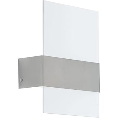 EGLO LED Applique Murale Extérieure Nadela, lampe extérieure double applique en acier inoxydable, couleur argentée, verre blanc satiné, IP44 EGLO LED Applique Murale Extérieure Nadela, lampe extérieure double applique en acier inoxydable, couleur argentée, verre blanc satiné, IP44