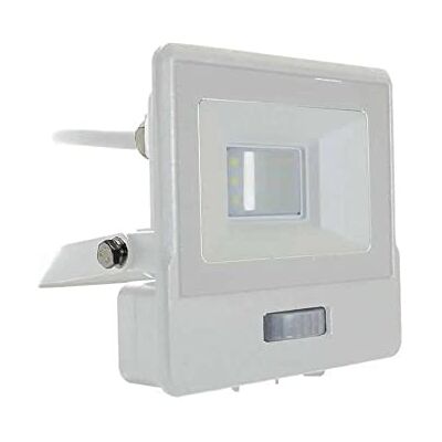 V-TAC Projecteur LED d'extérieur avec puce Samsung 10 W avec capteur PIR de couleur blanche imperméable avec câble de 1 mètre, lumière blanche froide V-TAC Projecteur LED d'extérieur avec puce Samsung 10 W avec capteur PIR de couleur blanche imperméable avec câble de 1 mètre, lumière blanche froide