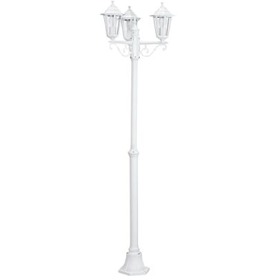 EGLO Lampadaire parisien Laterna 5 à 3 têtes, luminaire extérieur sur pied, lanterne, lampe de jardin et de chemin en fonte d’aluminium blanc et verre, douille E27, IP44 EGLO Lampadaire parisien Laterna 5 à 3 têtes, luminaire extérieur sur pied, lanterne, lampe de jardin et de chemin en fonte d’aluminium blanc et verre, douille E27, IP44