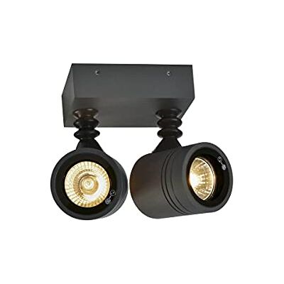 SLV Myra Lampe murale et de plafond pour l'éclairage extérieur des murs, chemins, entrées, applique murale LED, plafonnier rotatif et orientable, lampe d'extérieur, lampe de jardin, GU10, 2 x max. 50 SLV Myra Lampe murale et de plafond pour l'éclairage extérieur des murs, chemins, entrées, applique murale LED, plafonnier rotatif et orientable, lampe d'extérieur, lampe de jardin, GU10, 2 x max. 50