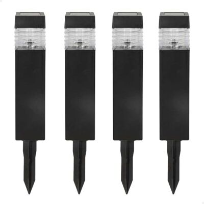 AKTIVE 61563, Lot de 4 balises de jardin solaires LED, piquet solaire LED, lumière continue entre 6 et 8 heures, étanche, lampadaires solaires LED extérieurs, décoration jardin AKTIVE 61563, Lot de 4 balises de jardin solaires LED, piquet solaire LED, lumière continue entre 6 et 8 heures, étanche, lampadaires solaires LED extérieurs, décoration jardin