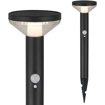 Maclean Lampe solaire LED – 3 modes, détecteur de mouvement, IP44, 220 lumens, 4000 K, batterie Li-ion, éclairage de jardin avec piquet Maclean Lampe solaire LED – 3 modes, détecteur de mouvement, IP44, 220 lumens, 4000 K, batterie Li-ion, éclairage de jardin avec piquet
