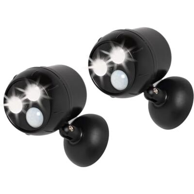 Proxinova Lot de 2 lampes de sécurité LED d'extérieur à détecteur de mouvement alimentées par piles, capteur PIR, projecteur LED, compactes et faciles à installer Proxinova Lot de 2 lampes de sécurité LED d'extérieur à détecteur de mouvement alimentées par piles, capteur PIR, projecteur LED, compactes et faciles à installer