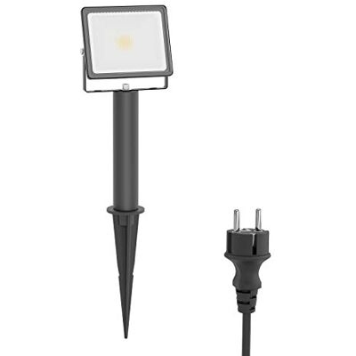 ledscom.de Projecteur de jardin LED FLIN avec piquet de terre, socle de 15cm & prise pour l'extérieur, noir, projecteur, IP66 étanche, 837lm blanc chaud ledscom.de Projecteur de jardin LED FLIN avec piquet de terre, socle de 15cm & prise pour l'extérieur, noir, projecteur, IP66 étanche, 837lm blanc chaud