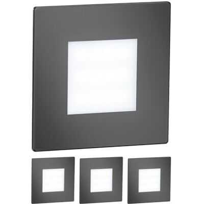 ledscom.de Éclairage d'escalier/applique murale encastrable FEX à 4 LED pour l'intérieur et l'extérieur, de forme carrée, anthracite, 85 x 85 mm, blanc froid ledscom.de Éclairage d'escalier/applique murale encastrable FEX à 4 LED pour l'intérieur et l'extérieur, de forme carrée, anthracite, 85 x 85 mm, blanc froid