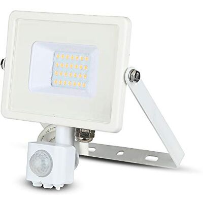 V-TAC Projecteur LED Puce Samsung 20 W avec détecteur de mouvement et crépusculaire et interrupteur manuel de verrouillage couleur blanc 4000 K IP65 V-TAC Projecteur LED Puce Samsung 20 W avec détecteur de mouvement et crépusculaire et interrupteur manuel de verrouillage couleur blanc 4000 K IP65