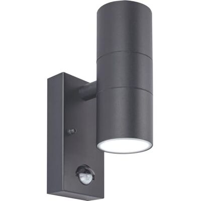 Luceco Applique murale extérieure en acier inoxydable GU10 avec détecteur de mouvement Pir IP44 Gris ardoise Luceco Applique murale extérieure en acier inoxydable GU10 avec détecteur de mouvement Pir IP44 Gris ardoise