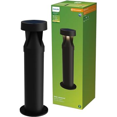 Philips Avery sokkellamp Solar buitenlamp Warm wit licht; 2700K Zwart Zonne-energie tuinpadverlichting Philips Avery sokkellamp Solar buitenlamp Warm wit licht; 2700K Zwart Zonne-energie tuinpadverlichting