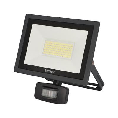 Unitec Projecteur LED de jardin avec détecteur de mouvement infrarouge à 180° pour extérieur, 50 W, 4000 lumens, 6500 K, blanc Unitec Projecteur LED de jardin avec détecteur de mouvement infrarouge à 180° pour extérieur, 50 W, 4000 lumens, 6500 K, blanc
