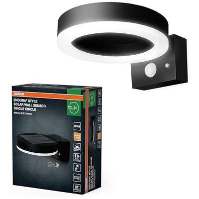 OSRAM ENDURA Style applique Solaire, Noir, Acier Inoxydable, IP44, Capteur de Mouvement et de Lumière du Jour, Alimentation Solaire, Idéale pour les Espaces Extérieurs OSRAM ENDURA Style applique Solaire, Noir, Acier Inoxydable, IP44, Capteur de Mouvement et de Lumière du Jour, Alimentation Solaire, Idéale pour les Espaces Extérieurs