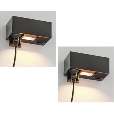 ledscom.de 2 prises murales WAST pour l'extérieur, IP44, double, anthracite, avec spot LED intégré, 430 lm, blanc chaud ledscom.de 2 prises murales WAST pour l'extérieur, IP44, double, anthracite, avec spot LED intégré, 430 lm, blanc chaud