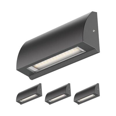 ledscom.de Applique murale/éclairage d'escalier SEGIN à 4 LED pour l'extérieur, IP54, plate, downlight, anthracite mat, carrée, 3,8 W, 265 lm, blanc chaud ledscom.de Applique murale/éclairage d'escalier SEGIN à 4 LED pour l'extérieur, IP54, plate, downlight, anthracite mat, carrée, 3,8 W, 265 lm, blanc chaud