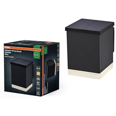OSRAM Luminaire extérieur ENDURA STYLE SOLAR QUADRO WALL, 0,5W, 50lm, applique murale, gris foncé, éclairage indirect, batterie rechargeable, IP44, température de couleur 3000K, ton blanc chaud OSRAM Luminaire extérieur ENDURA STYLE SOLAR QUADRO WALL, 0,5W, 50lm, applique murale, gris foncé, éclairage indirect, batterie rechargeable, IP44, température de couleur 3000K, ton blanc chaud