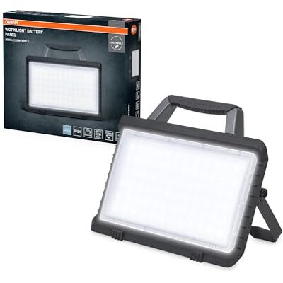 OSRAM VAL BAT PANEL Projecteur de travail LED, gris foncé/noir, 30W, 2400lm, blanc froid, alimenté par batterie, fonction de charge USB grâce à la batterie externe intégrée, portable, IP54, 6500K. OSRAM VAL BAT PANEL Projecteur de travail LED, gris foncé/noir, 30W, 2400lm, blanc froid, alimenté par batterie, fonction de charge USB grâce à la batterie externe intégrée, portable, IP54, 6500K.