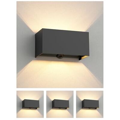 ledscom.de 4 appliques murales CUBEL, capteur crépusculaire, détecteur de mouvement pour l'extérieur, IP65, éclairage vers le haut/vers le bas, anthracite mat, rectangulaires, 2 x G9 max. 10 W ledscom.de 4 appliques murales CUBEL, capteur crépusculaire, détecteur de mouvement pour l'extérieur, IP65, éclairage vers le haut/vers le bas, anthracite mat, rectangulaires, 2 x G9 max. 10 W
