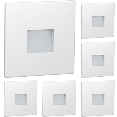 ledscom.de 6 pièces LED lumière d'escalier/lampe encastrée dans le mur FOW pour l'intérieur et l'extérieur, downlight, rectangulaire, 85 x 85mm, blanc froid ledscom.de 6 pièces LED lumière d'escalier/lampe encastrée dans le mur FOW pour l'intérieur et l'extérieur, downlight, rectangulaire, 85 x 85mm, blanc froid